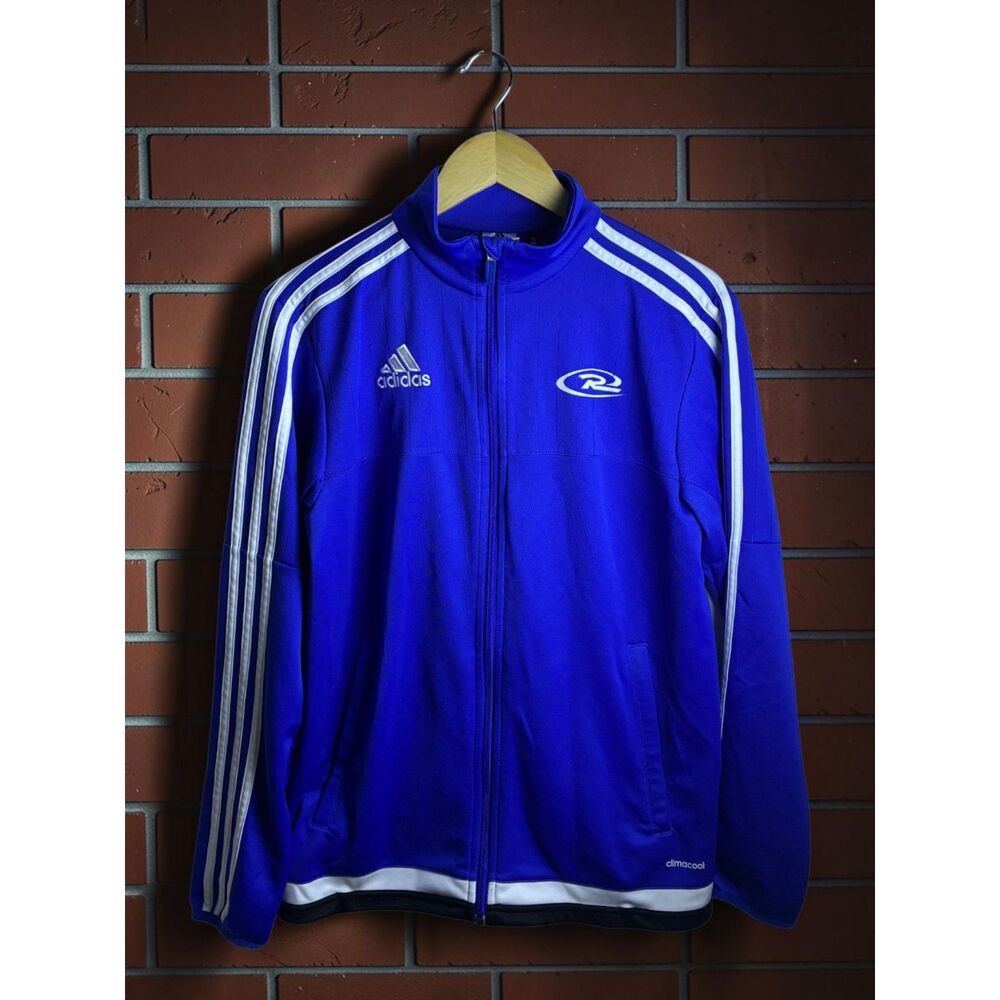 Adidas ClimaCool Full Zip Track Jacket Blue White Men's Small #15